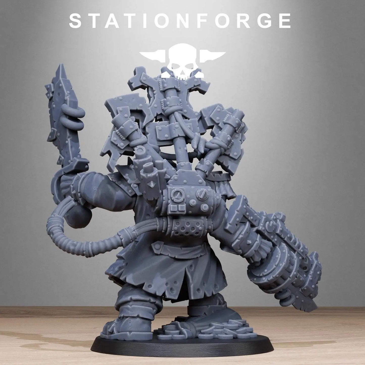 Orkaz Pirate by Station Forge 28mm Heroic Scale Miniature, 50mm tall, Proxy, Grimdark, Sci-Fi, OPR, Ork, Orc