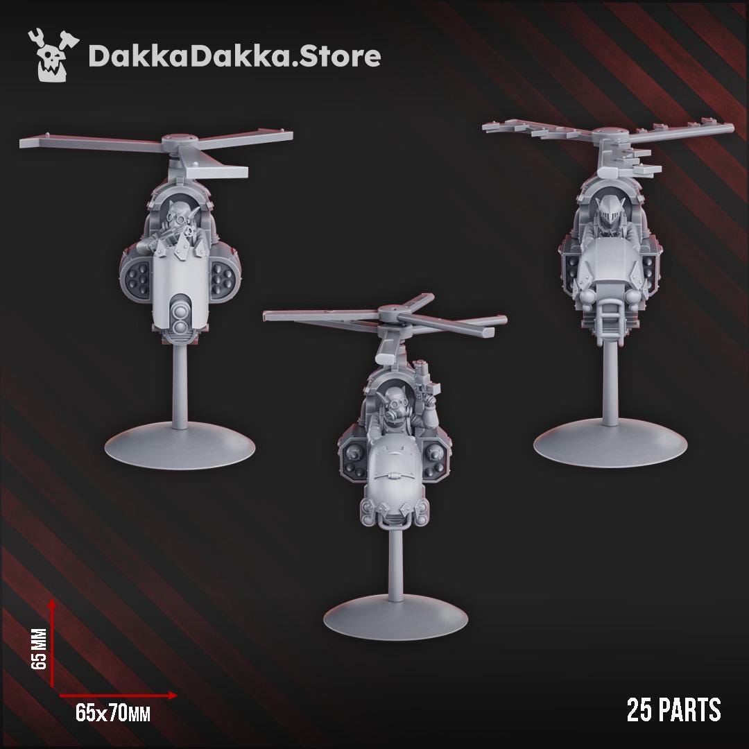 Set of 3 Ork Copters flown by Grotz Proxy for Warhammer 40K