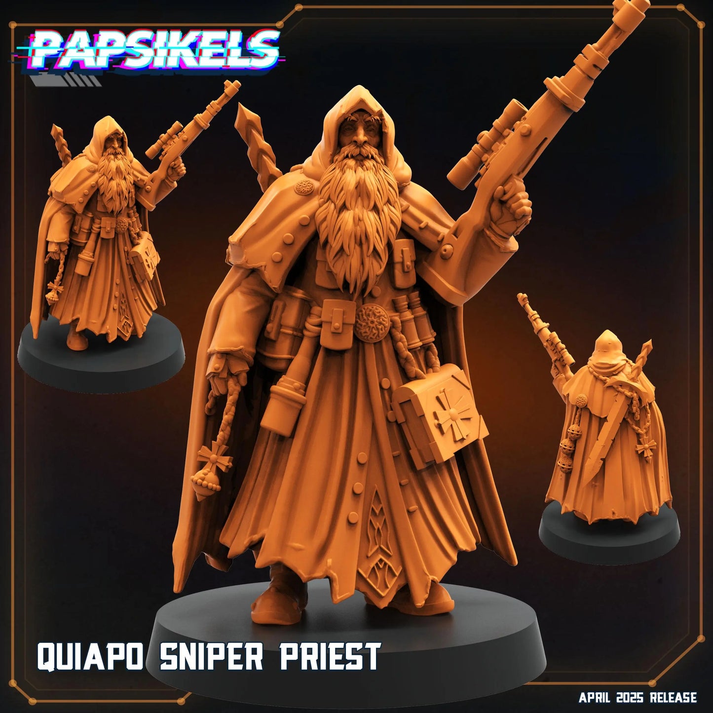 Quiapo Sniper Priest by Papsikels Miniature, 35mm Miniature, 32mm Heroic Scale, War Gaming, Proxy, Trench Crusade, Tabletop gaming