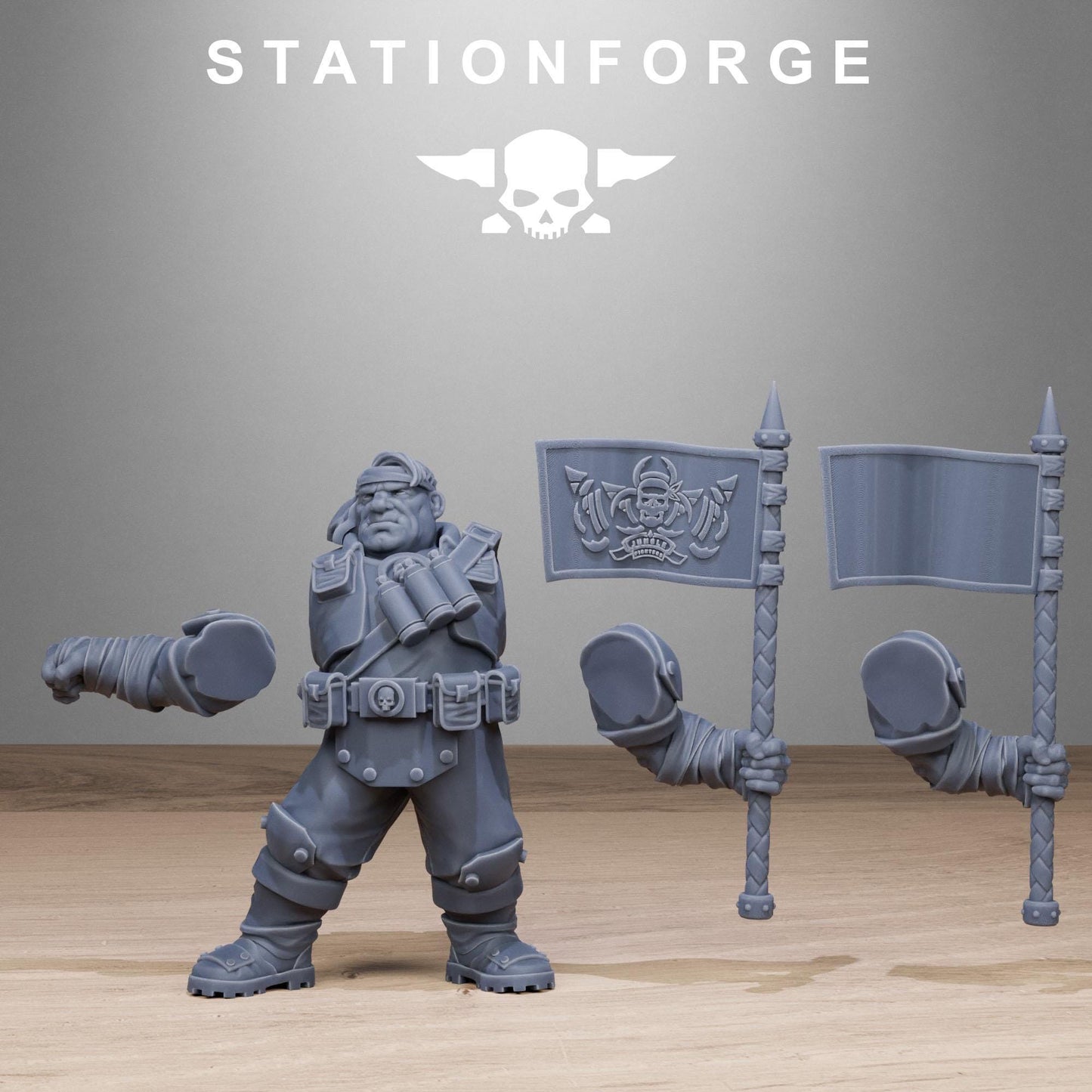 Grimguard Jungle Fighter Mutants by Station Forge 28mm Heroic Scale Miniature, 45mm tall, 10 Units, Proxy, Grimdark, Sci-Fi, OPR, Guard