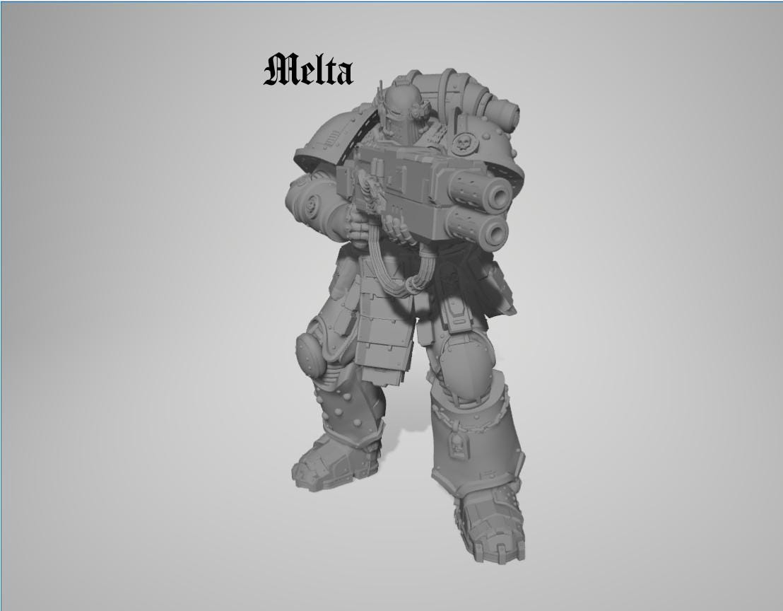 Captain & Giant Soldier by 3DArtGuy 32mm scale, Miniature War Gaming Figure, Grim Dark, Proxy, Space Soldier, 6 Man Squad