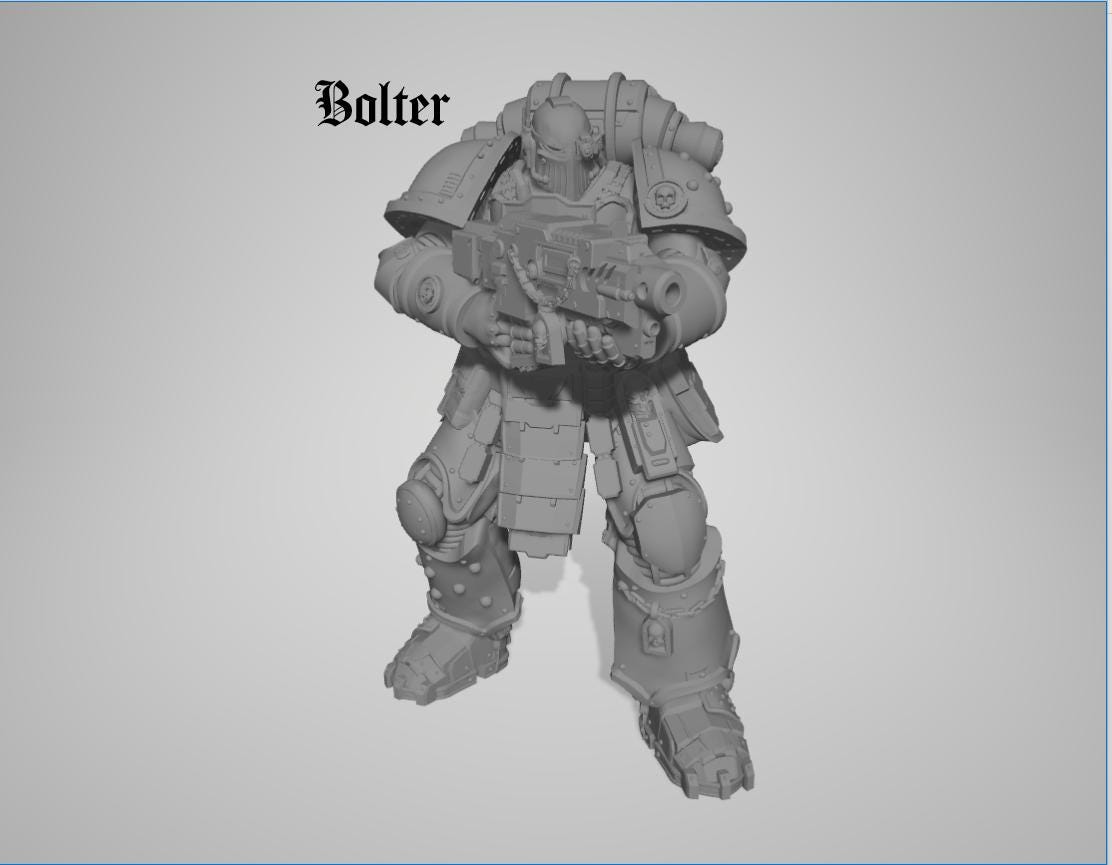 Captain & Giant Soldier by 3DArtGuy 32mm scale, Miniature War Gaming Figure, Grim Dark, Proxy, Space Soldier, 6 Man Squad