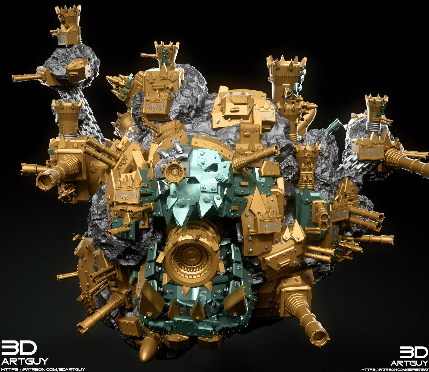 Orc DeathStar (Attack Moon) by 3DArtGuy 32mm scale, 50mm or 100mm, Miniature War Gaming Figure