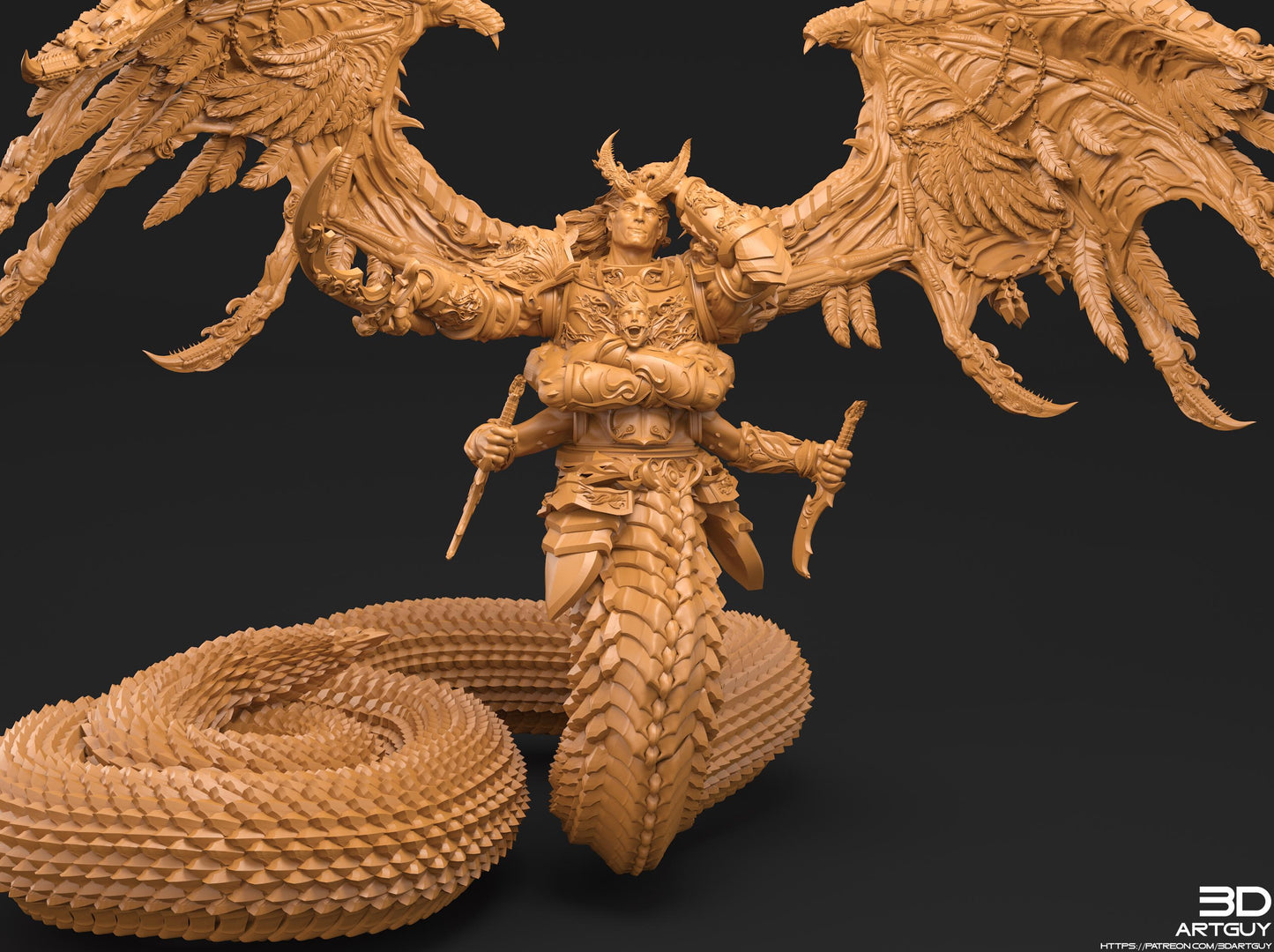 Giant Snake by 3DArtGuy 32mm scale, 50mm or 100mm, Miniature War Gaming Figure