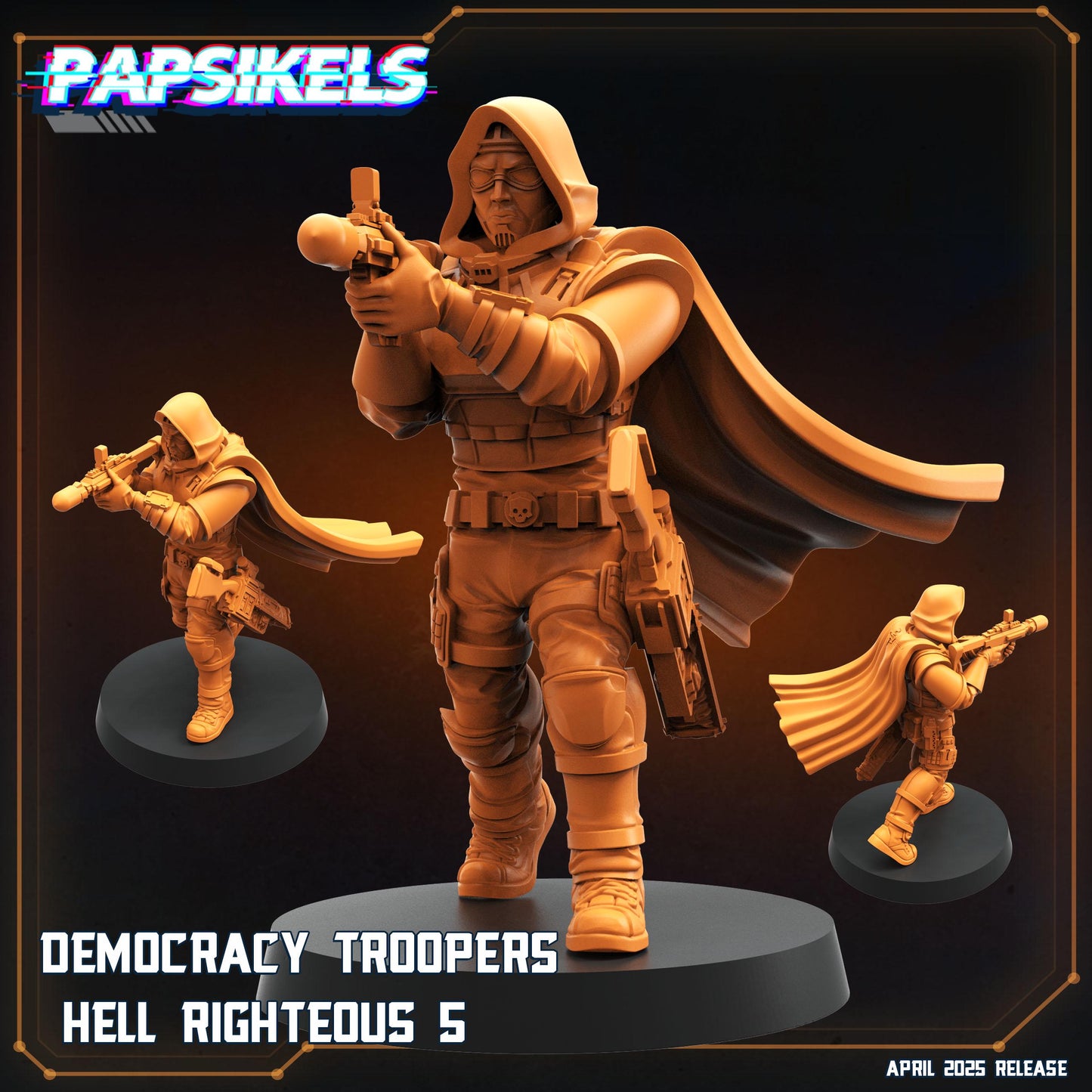 Democracy Troopers Hell Righteous by Papsikels Miniature, 32mm Heroic Scale, War Gaming, Proxy for Helldivers, Table top gaming, Sci-fi
