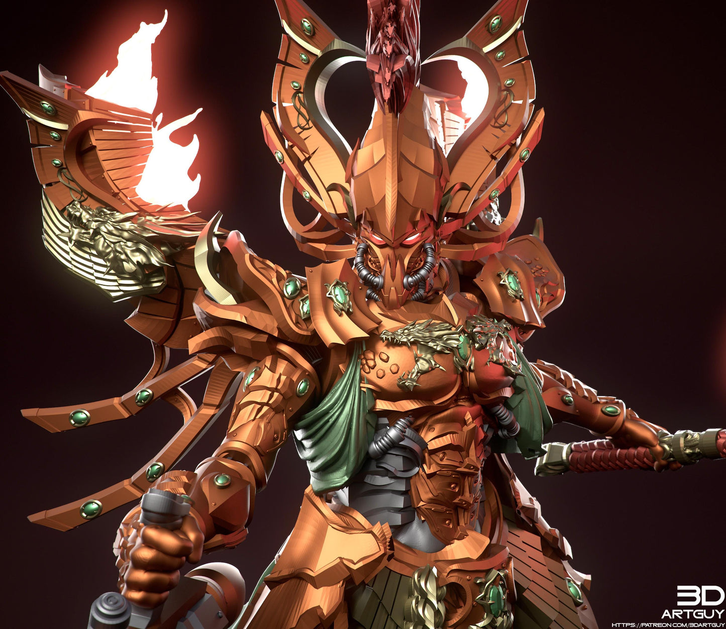 Fire Elf by 3DArtGuy 32mm scale, 50mm or 100mm, Miniature War Gaming Figure, Grim Dark, Proxy, Space Elf, Fire Elf