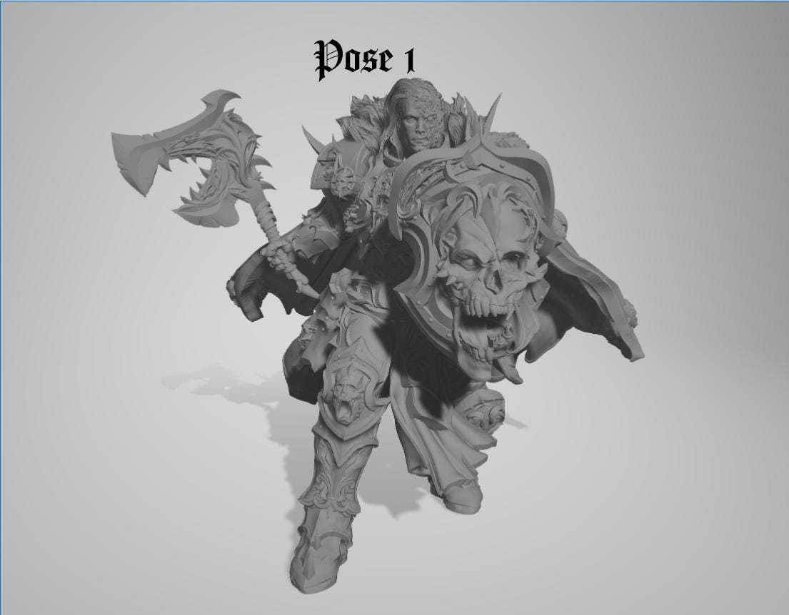 Chaos Knight by 3DArtGuy 32mm scale, 50mm, Miniature War Gaming Figure, Grim Dark, Proxy, Fantasy, Old World