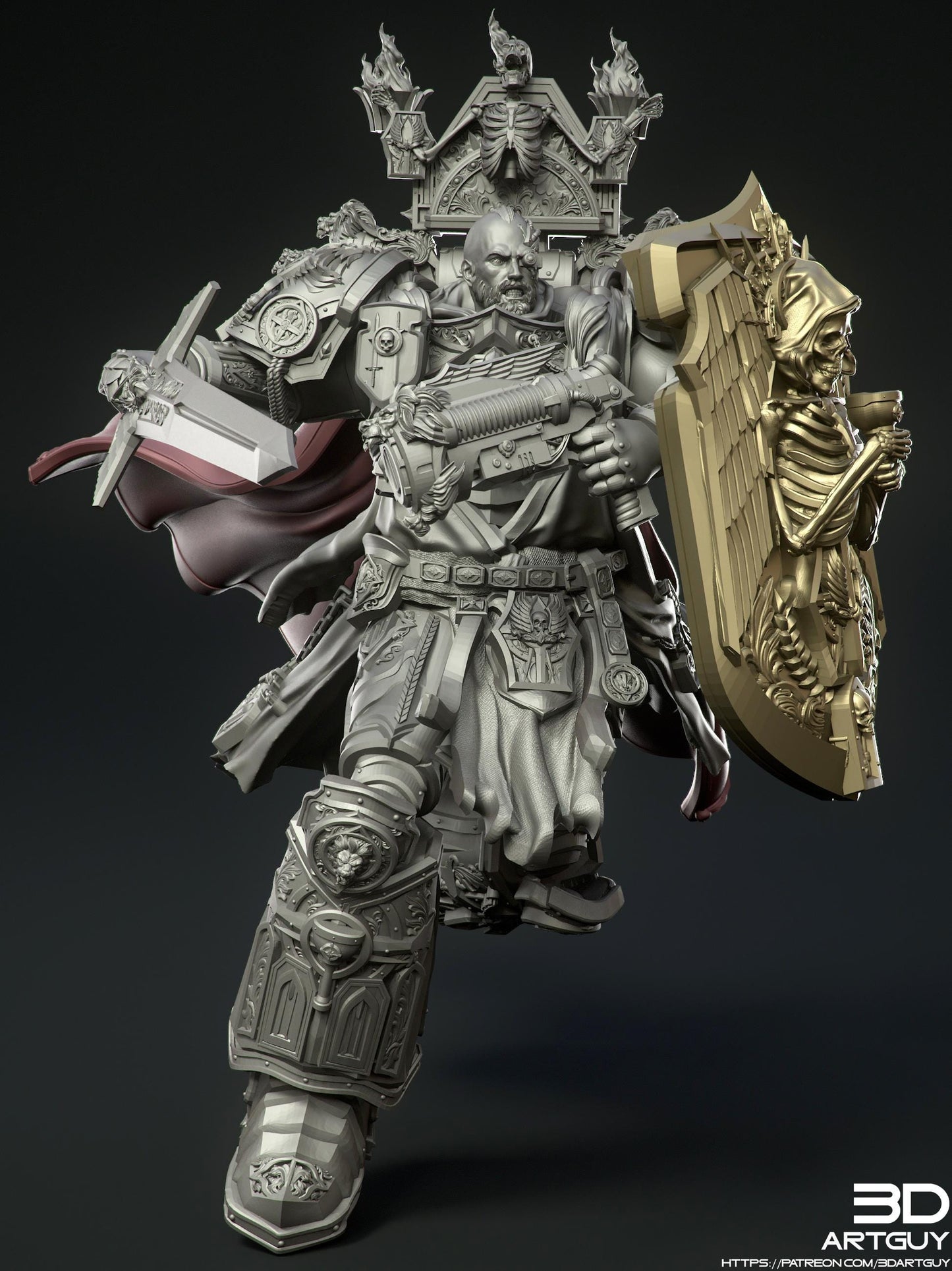 Grim Knight by 3DArtGuy 32mm scale, 50mm or 100mm, Miniature War Gaming Figure, Grim Dark, Proxy, Terminator, Death Wing, I, Angel