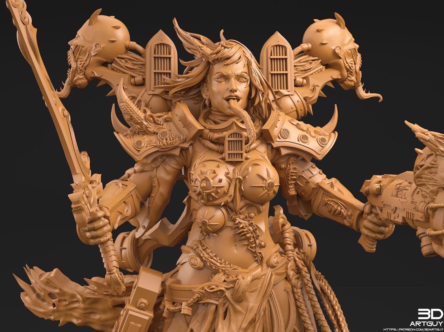 Noisy Sister by 3DArtGuy 32mm scale, 50mm or 100mm, Miniature War Gaming Figure