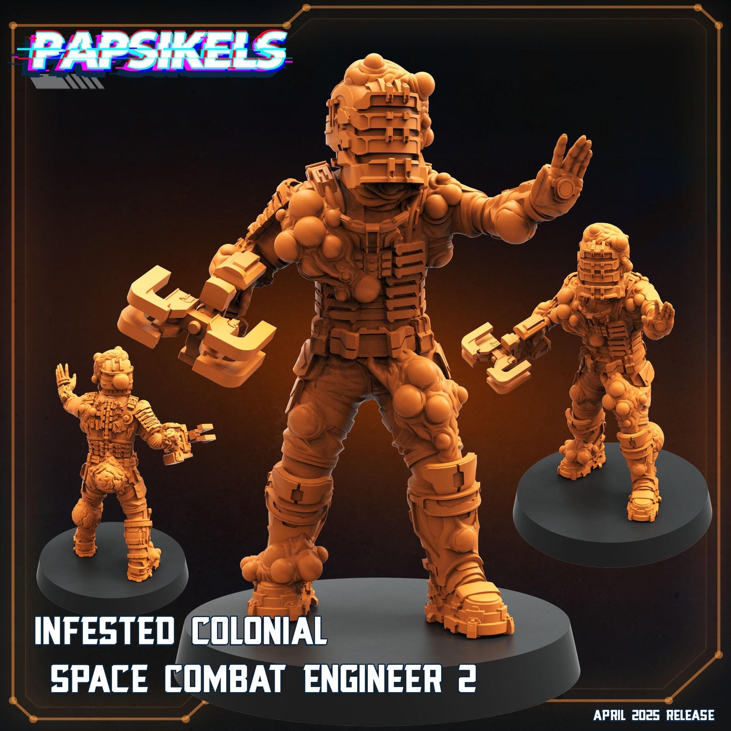 Infested Colonial Space Engineers by Papsikels Miniature, 32mm Heroic Scale, War Gaming, Proxy for Dead Space, Aliens vs Humans, Sci-fi