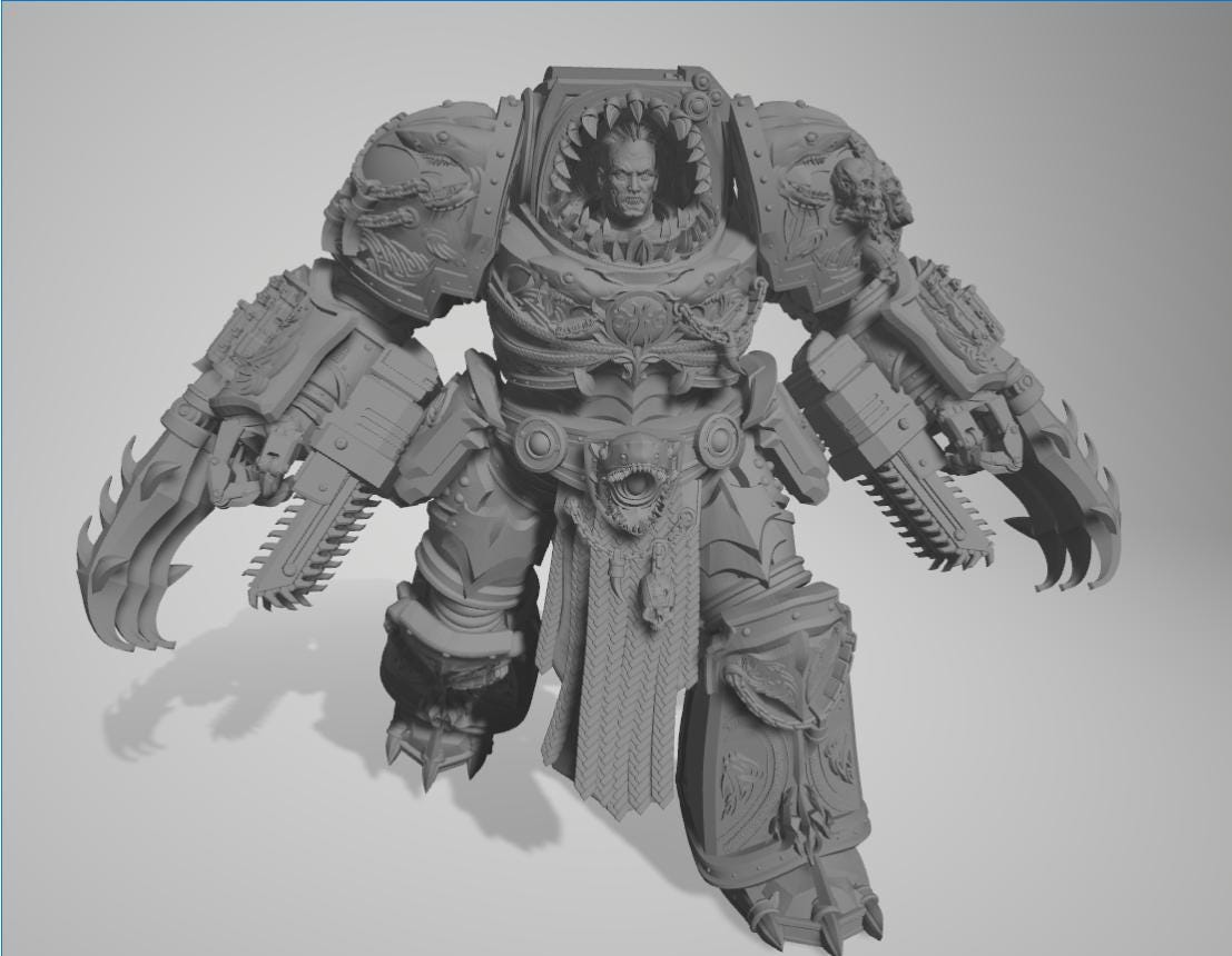 Giant Shark by 3DArtGuy 32mm scale, 50mm or 100mm, Miniature War Gaming Figure