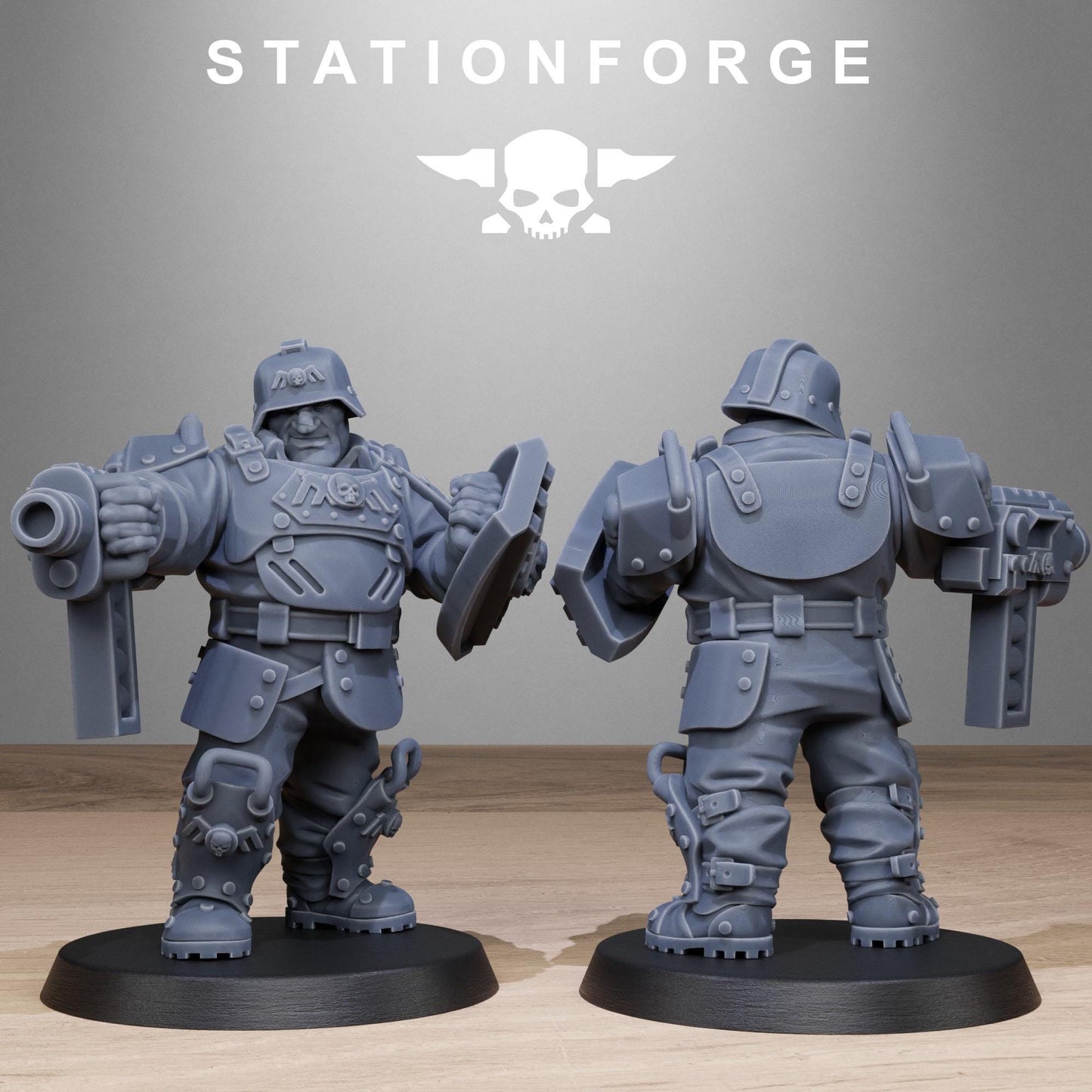 Grim Guard Armored Mutants by Station Forge 28mm Heroic Scale Miniature, 50mm tall, 10 Units, Proxy, Grimdark, Sci-Fi, OPR, Guard
