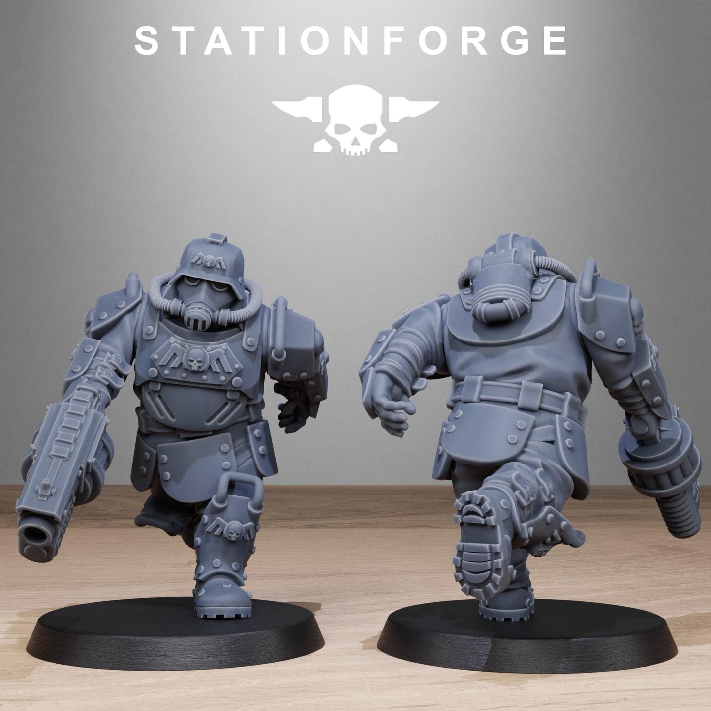 Grim Guard Armored Mutants by Station Forge 28mm Heroic Scale Miniature, 50mm tall, 10 Units, Proxy, Grimdark, Sci-Fi, OPR, Guard