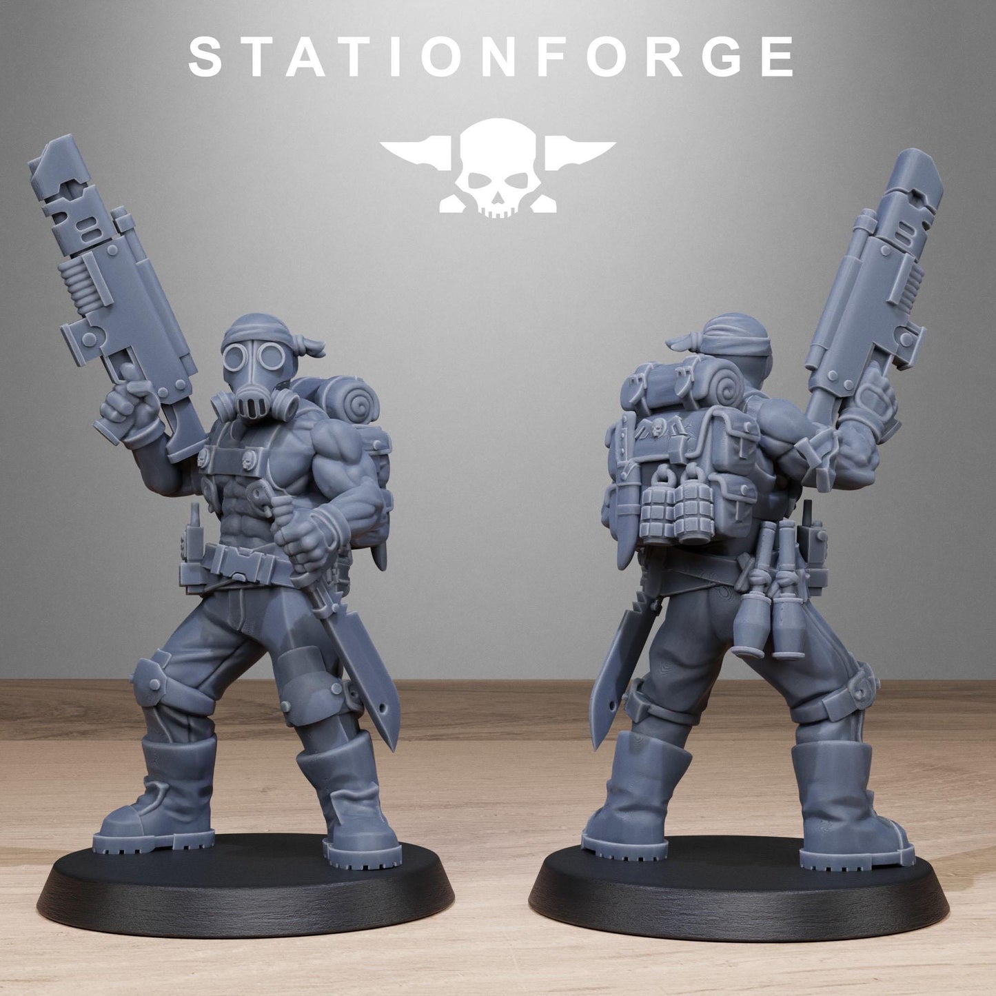Grim Guard Jungle Fighters 2 by Station Forge 28mm Heroic Scale Miniature, 32mm tall, 10 Units, Proxy, Grimdark, Sci-Fi, OPR, Guard