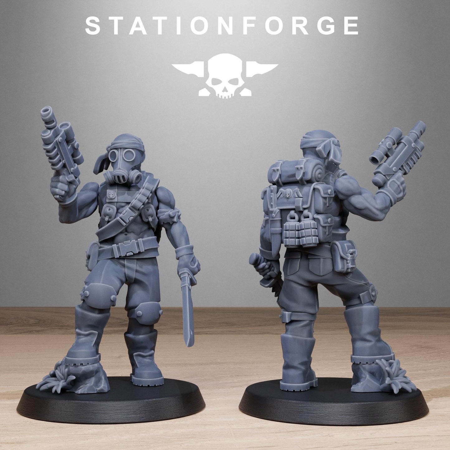 Grim Guard Jungle Fighters 2 by Station Forge 28mm Heroic Scale Miniature, 32mm tall, 10 Units, Proxy, Grimdark, Sci-Fi, OPR, Guard
