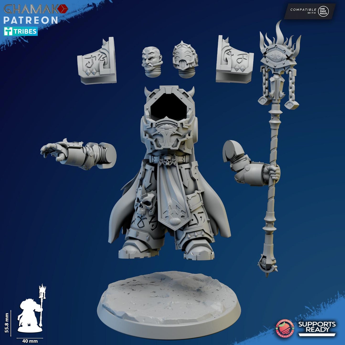 Exterminator Warlock 3 by Ghamak Fantasy 28mm Scale Miniature, 56mm tall