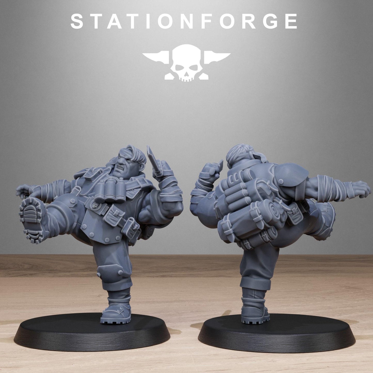 Grimguard Jungle Fighter Mutants by Station Forge 28mm Heroic Scale Miniature, 45mm tall, 10 Units, Proxy, Grimdark, Sci-Fi, OPR, Guard