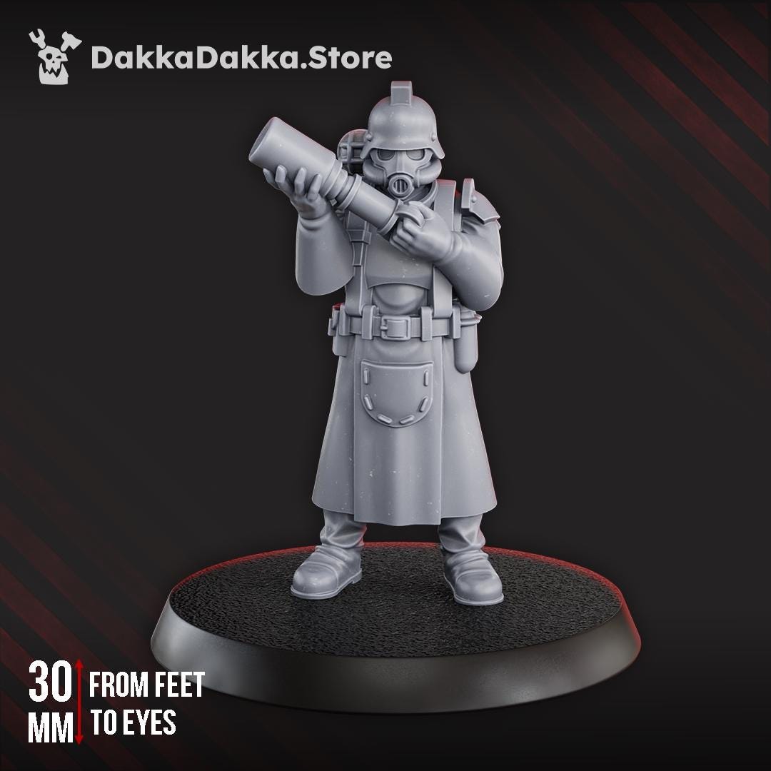 3rd Death Division Medic by DakkaDakka 28mm Heroic Scale Miniature, 30mm tall, Proxy, Warcells, Sci-Fi, OPR, Trench Crusade