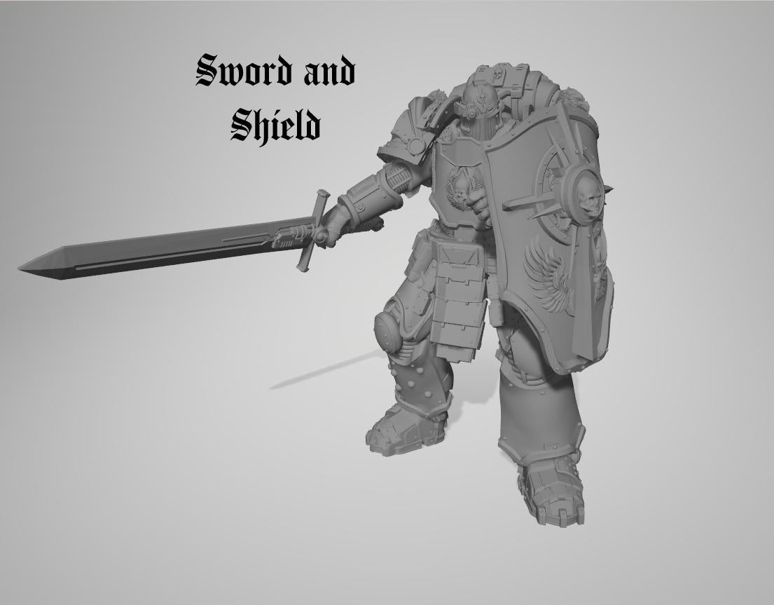 Captain & Giant Soldier by 3DArtGuy 32mm scale, Miniature War Gaming Figure, Grim Dark, Proxy, Space Soldier, 6 Man Squad