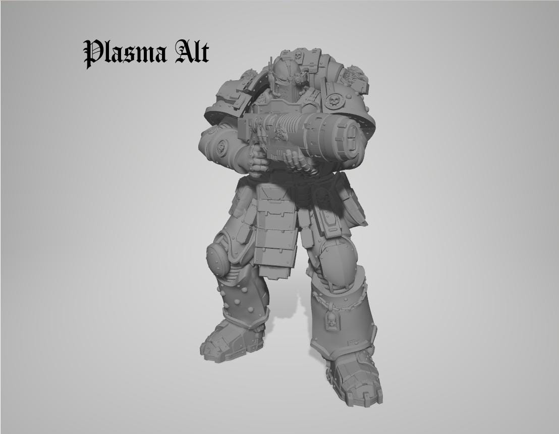 Captain & Giant Soldier by 3DArtGuy 32mm scale, Miniature War Gaming Figure, Grim Dark, Proxy, Space Soldier, 6 Man Squad