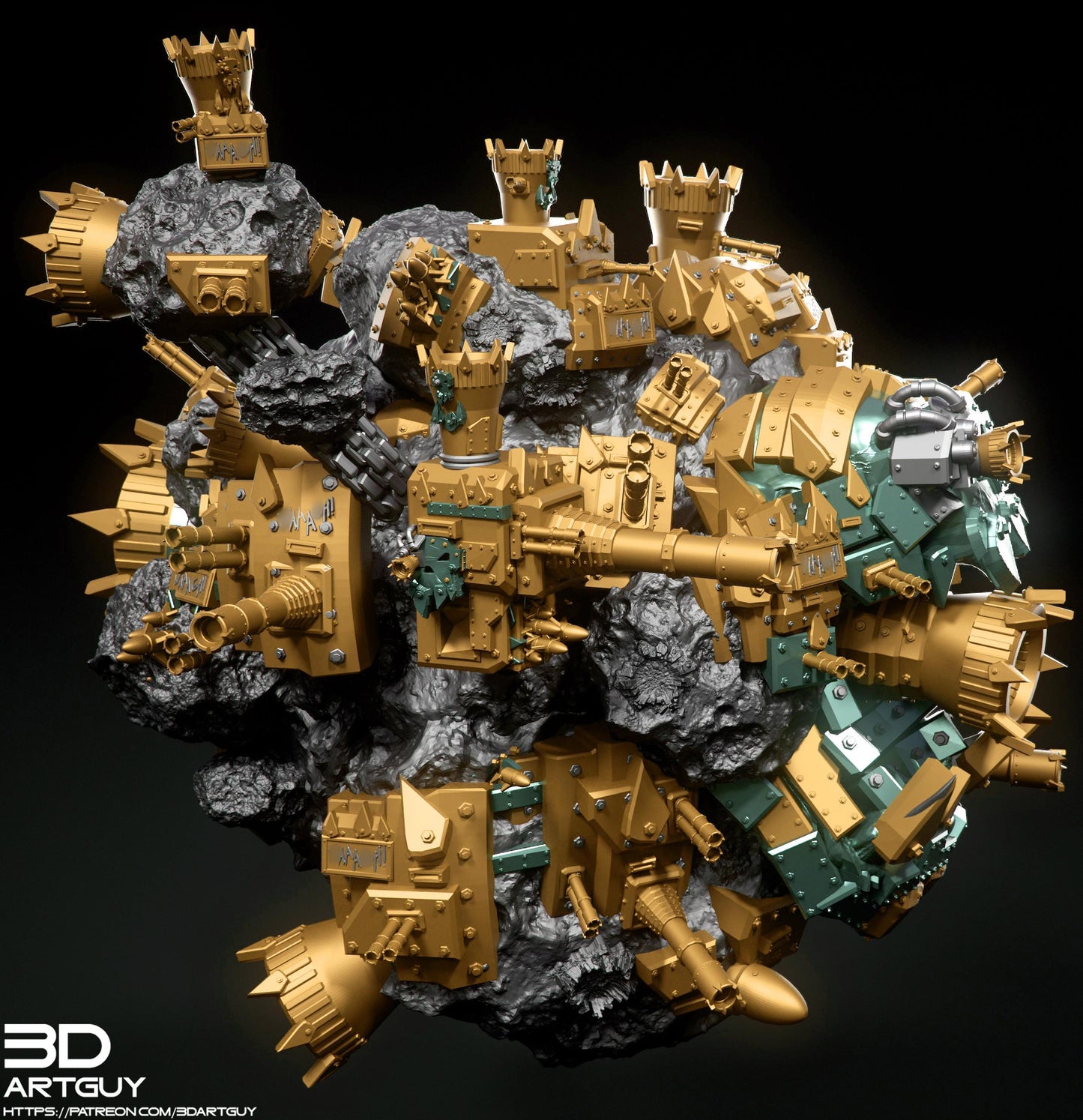 Orc DeathStar (Attack Moon) by 3DArtGuy 32mm scale, 50mm or 100mm, Miniature War Gaming Figure