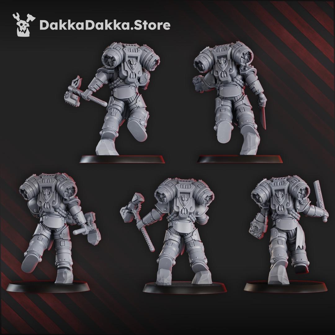 Ignisaurus Clan Warriors Storm Squad with Jetpacks by DakkaDakka 28mm Heroic Scale Miniature, 36mm tall, 5 Units