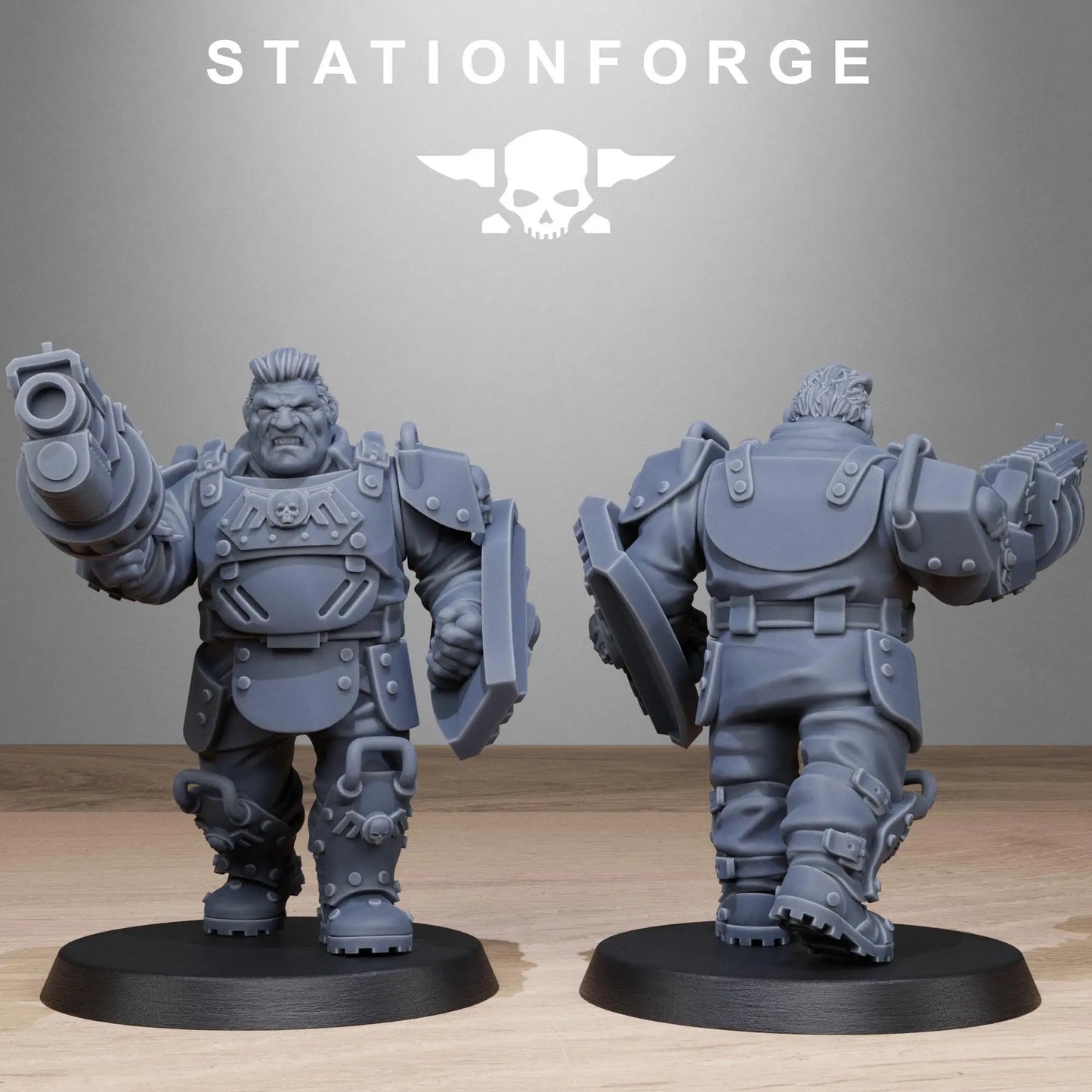 Grim Guard Armored Mutants by Station Forge 28mm Heroic Scale Miniature, 50mm tall, 10 Units, Proxy, Grimdark, Sci-Fi, OPR, Guard