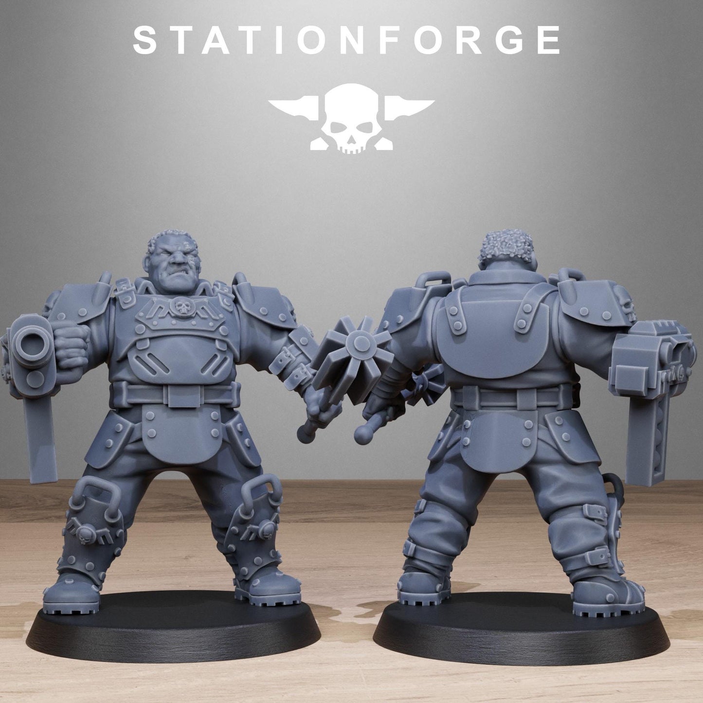 Grim Guard Armored Mutants by Station Forge 28mm Heroic Scale Miniature, 50mm tall, 10 Units, Proxy, Grimdark, Sci-Fi, OPR, Guard