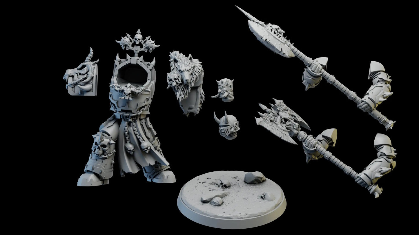 Exterminator Lord 4 by Ghamak Fantasy 28mm Scale Miniature, 56mm tall, Marine, Proxy, Sci-fi, Warlord, Grim Dark, Chaos