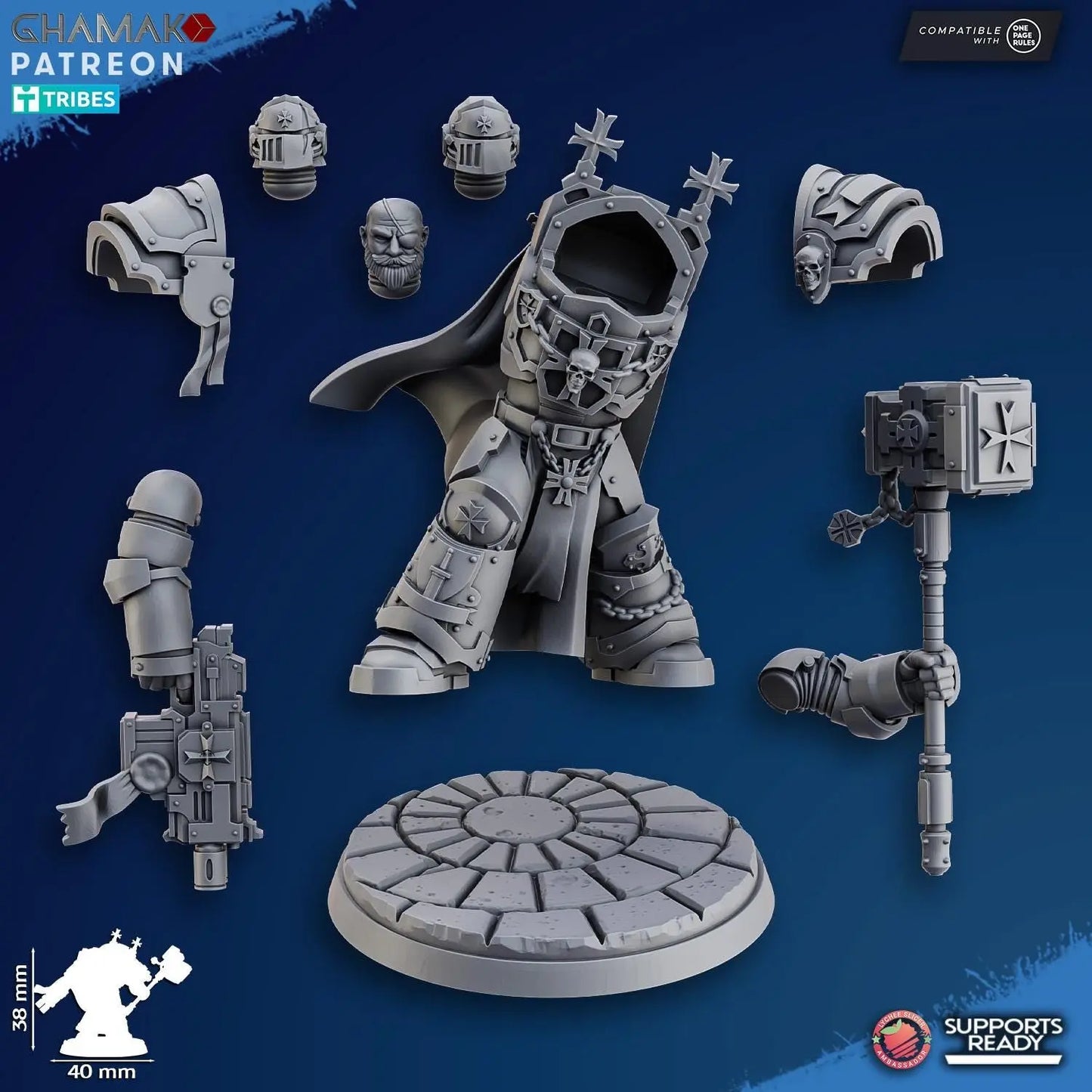 Lord of the Temple Exterminator by Ghamak Fantasy 28mm Scale Miniature, 38mm tall