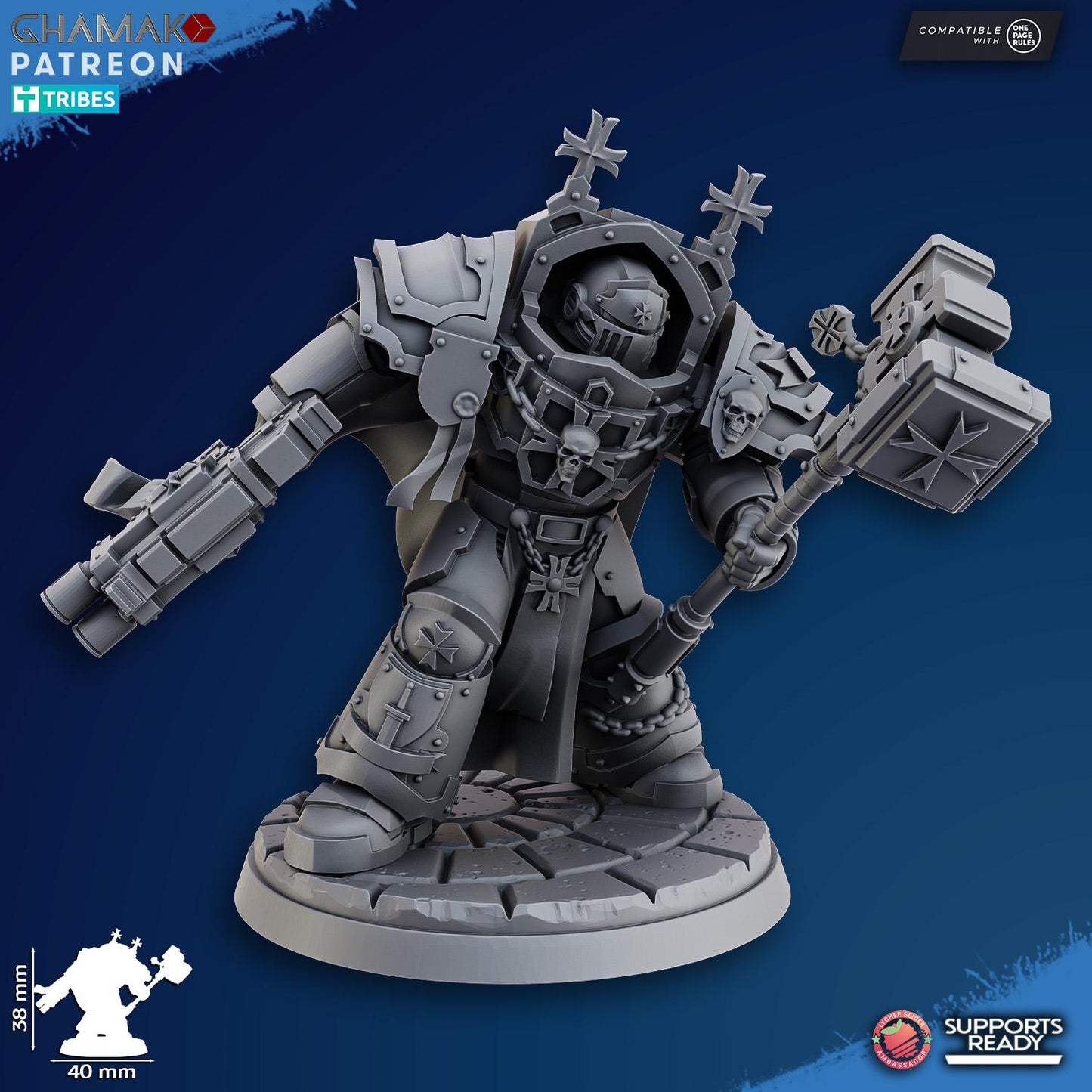 Lord of the Temple Exterminator by Ghamak Fantasy 28mm Scale Miniature, 38mm tall