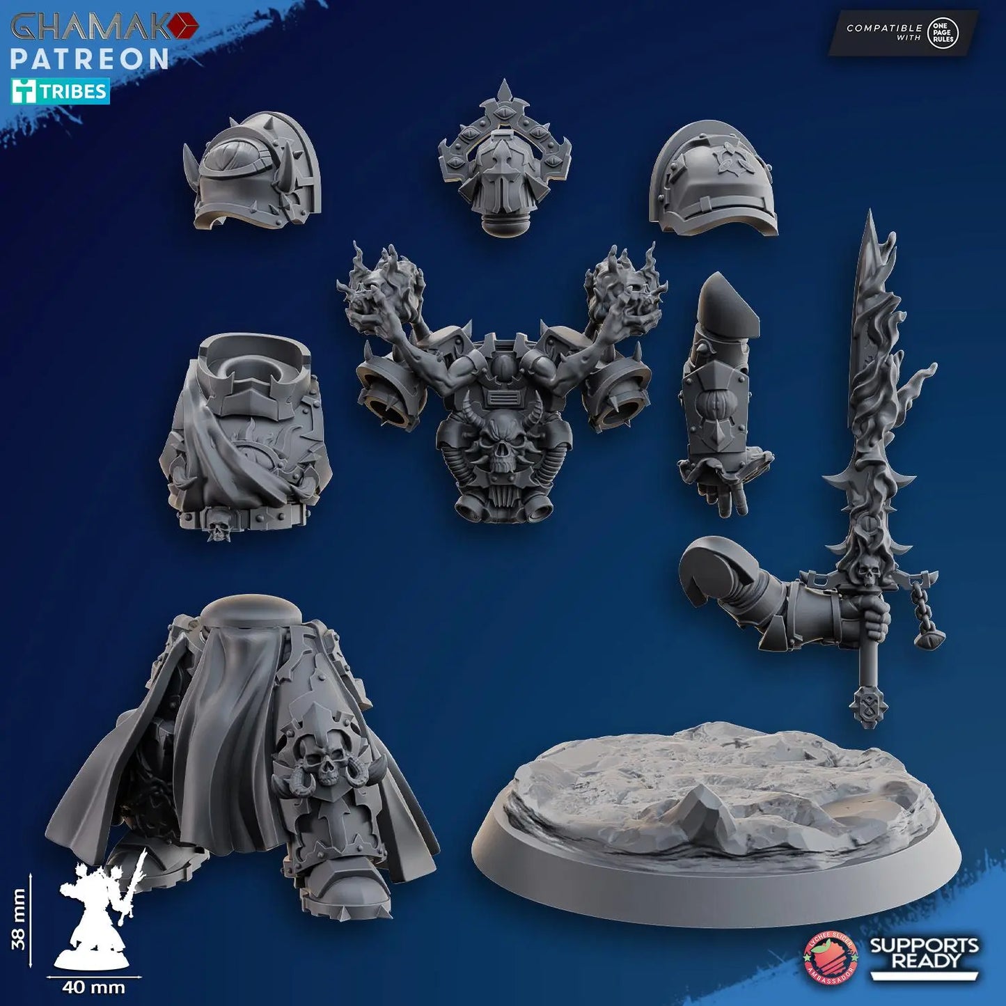 Heretic Warlock by Ghamak Fantasy 28mm Scale Miniature, 38mm tall