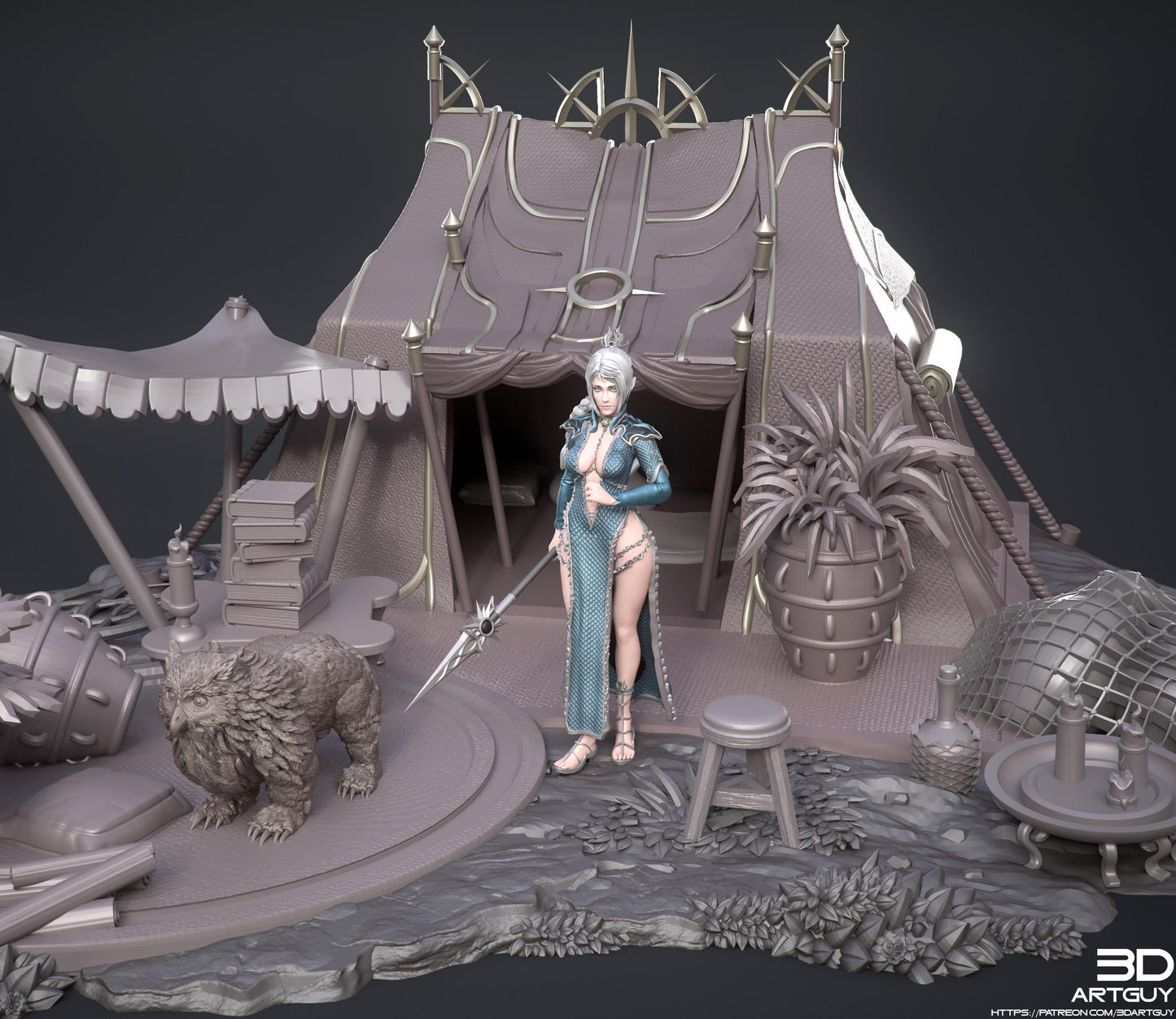 Cleric of Shar or Selûne by 3DArtGuy 32mm scale, 50mm or 100mm, Miniature War Gaming Figure