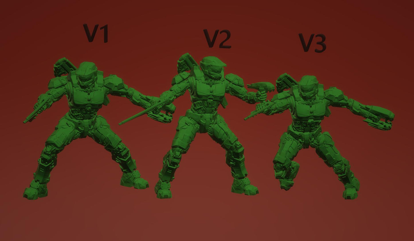 Master Chief by 3DArtGuy, 32mm scale, 50mm or 100mm, Miniature War Gaming Figure, Halo, Covenant, Chief, 3D Printed, 3 Poses