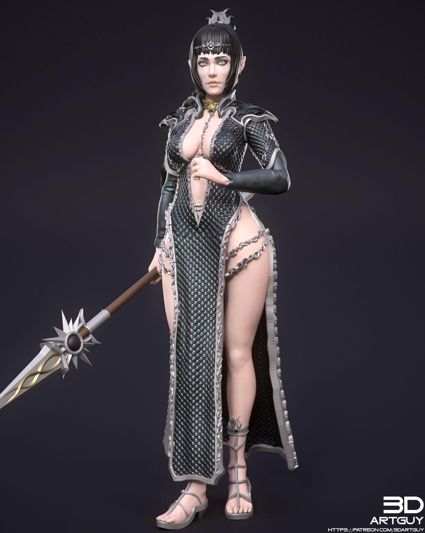 Cleric of Shar or Selûne by 3DArtGuy 32mm scale, 50mm or 100mm, Miniature War Gaming Figure