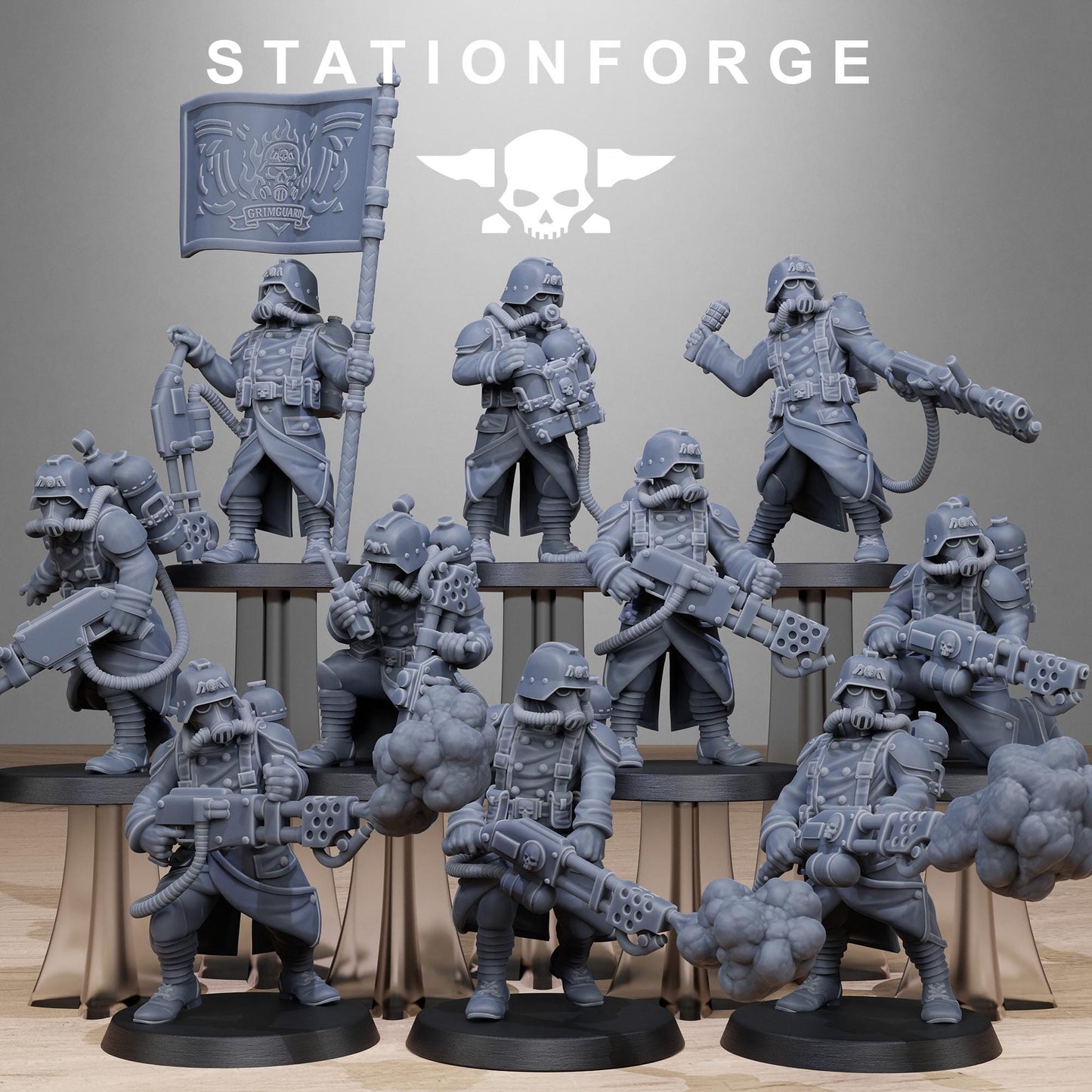 Grimguard Flamers by Station Forge 28/32mm Heroic Scale Miniature, 35mm tall, 10 Units