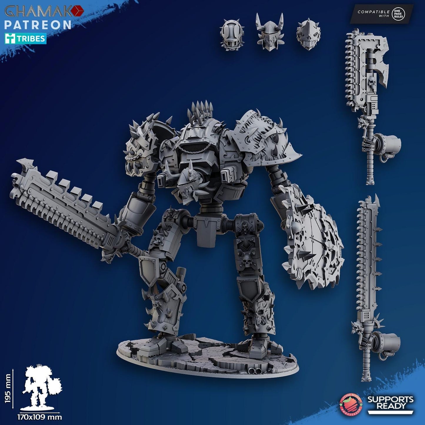Impaler Titan by Ghamak Heroic 28/32mm Scale Miniature, 195mm tall, 170x109mm base