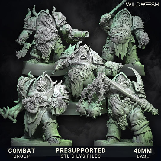 Chaos Plague - Annihilators Unit by Wild Mesh 28/32mm Heroic Scale Miniature, 45mm tall, 10 Units, Proxy, Grimdark, Sci-Fi, OPR