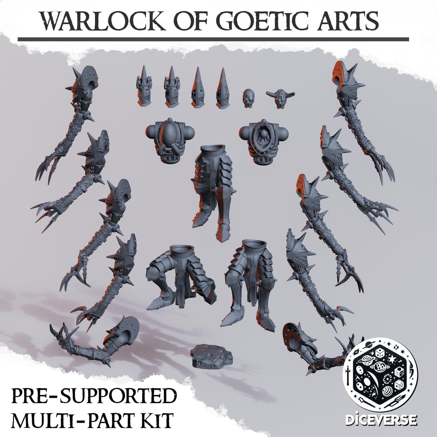 Warlock of Goetic Arts by Diceverse, 28/32mm scale miniature, 64mm Tall, Trench Crusade Proxy