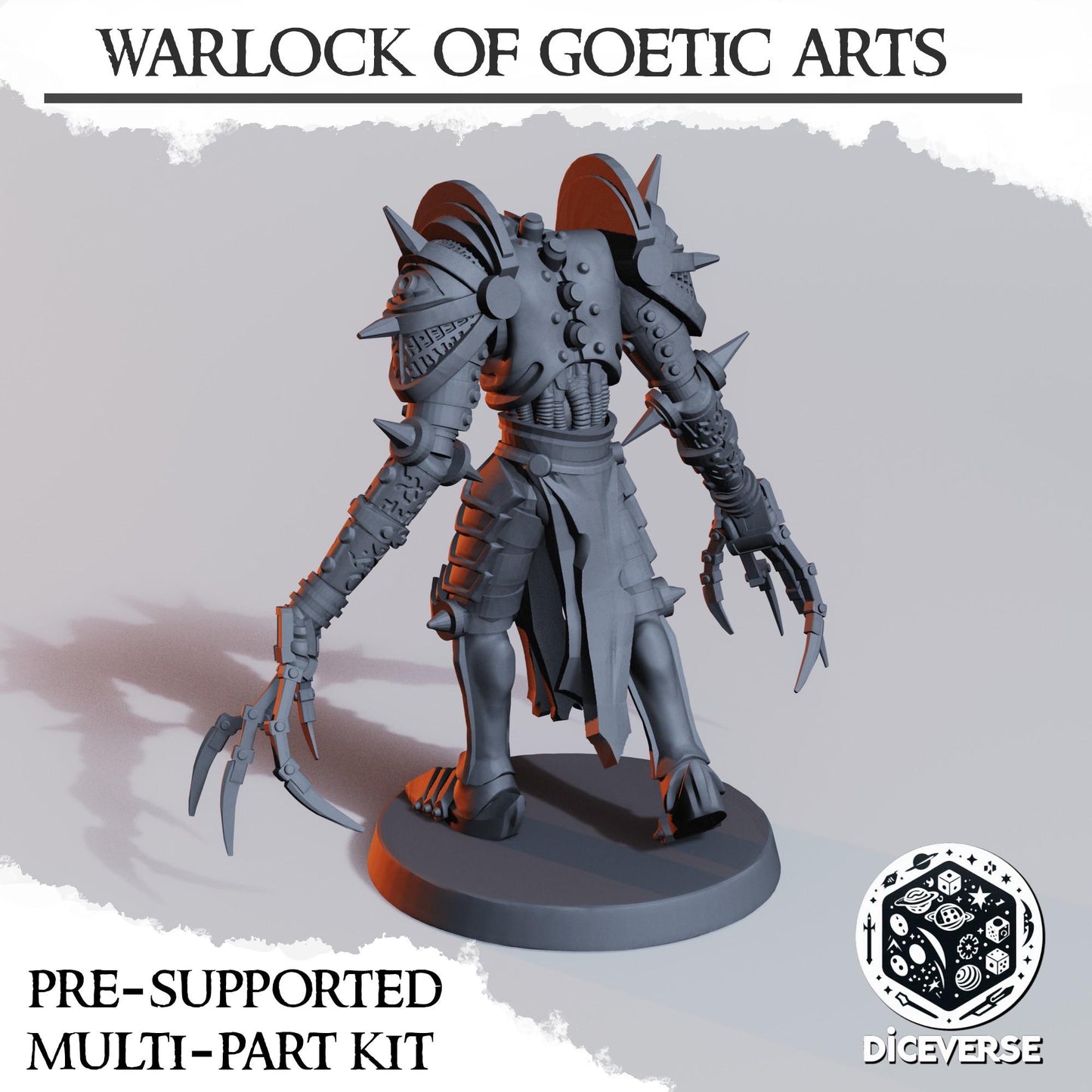 Warlock of Goetic Arts by Diceverse, 28/32mm scale miniature, 64mm Tall, Trench Crusade Proxy