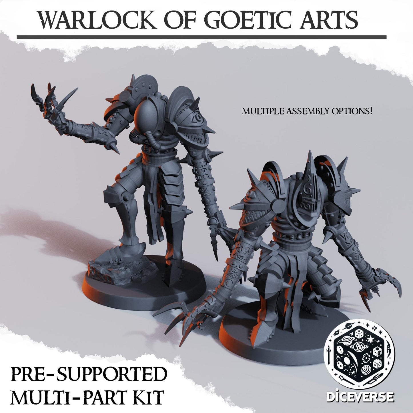 Warlock of Goetic Arts by Diceverse, 28/32mm scale miniature, 64mm Tall, Trench Crusade Proxy