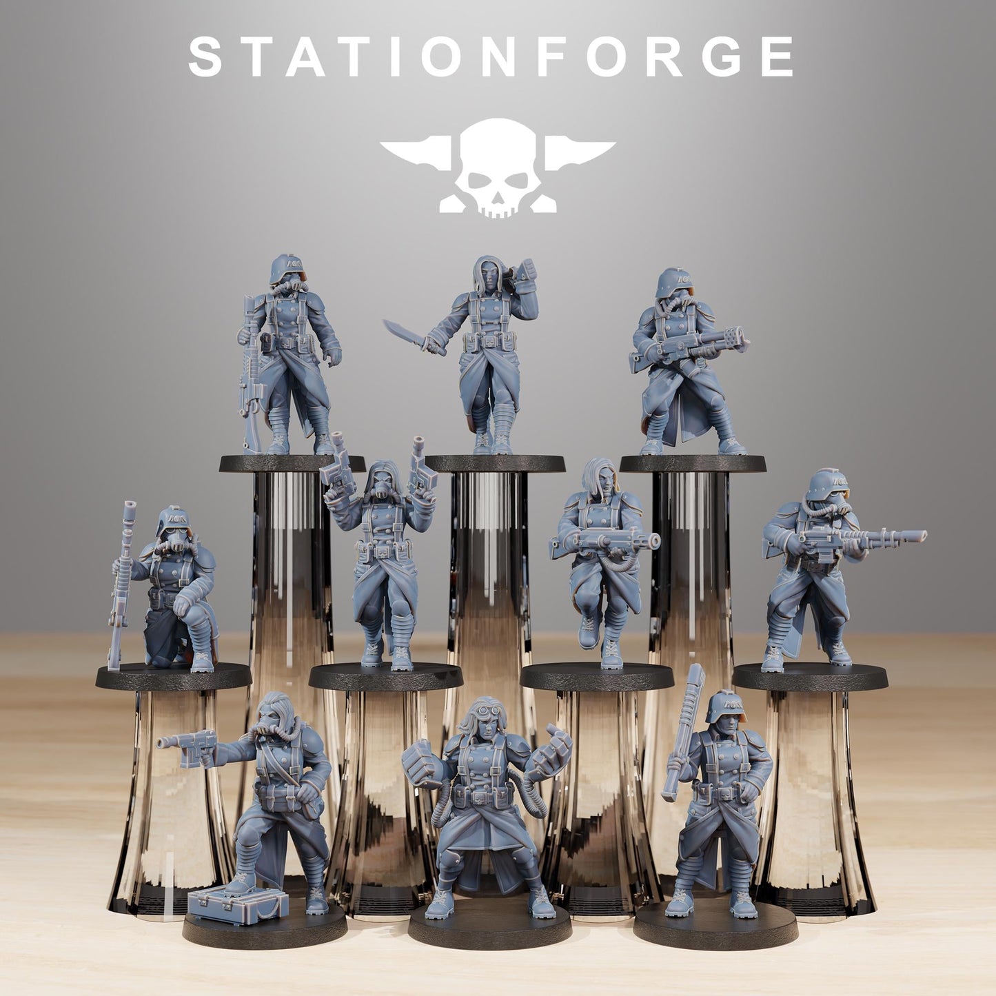 Grim Guard Sister of War by Station Forge 28/32mm Heroic Scale Miniature, 34mm tall, 10 Units, Proxy, Grimdark, Sci-Fi, OPR