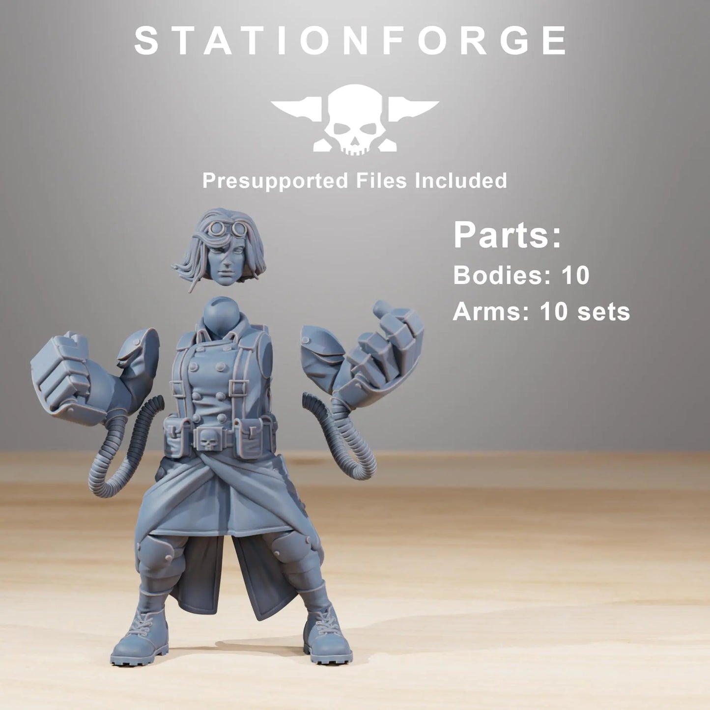 Grim Guard Sister of War by Station Forge 28/32mm Heroic Scale Miniature, 34mm tall, 10 Units, Proxy, Grimdark, Sci-Fi, OPR