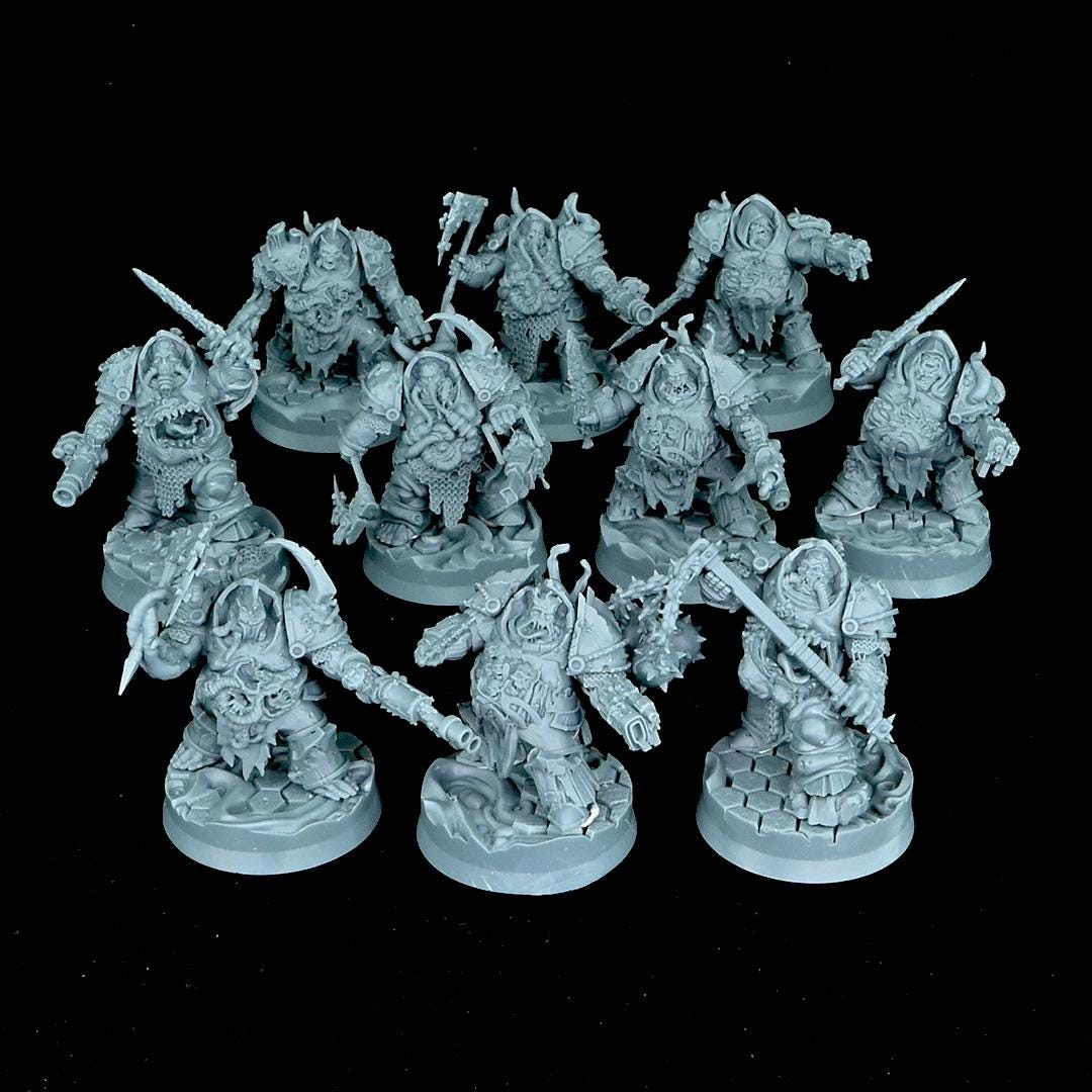 Chaos Plague - Annihilators Unit by Wild Mesh 28/32mm Heroic Scale Miniature, 45mm tall, 10 Units, Proxy, Grimdark, Sci-Fi, OPR