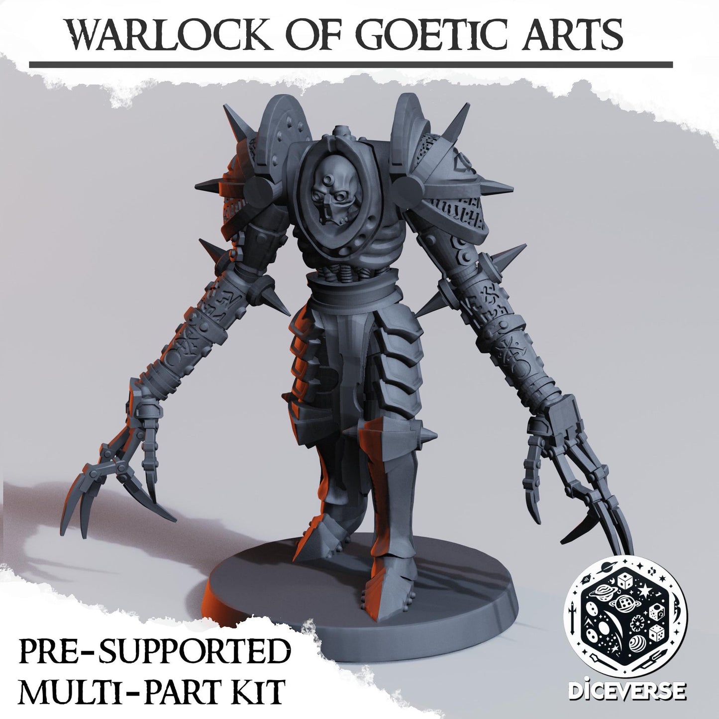 Warlock of Goetic Arts by Diceverse, 28/32mm scale miniature, 64mm Tall, Trench Crusade Proxy