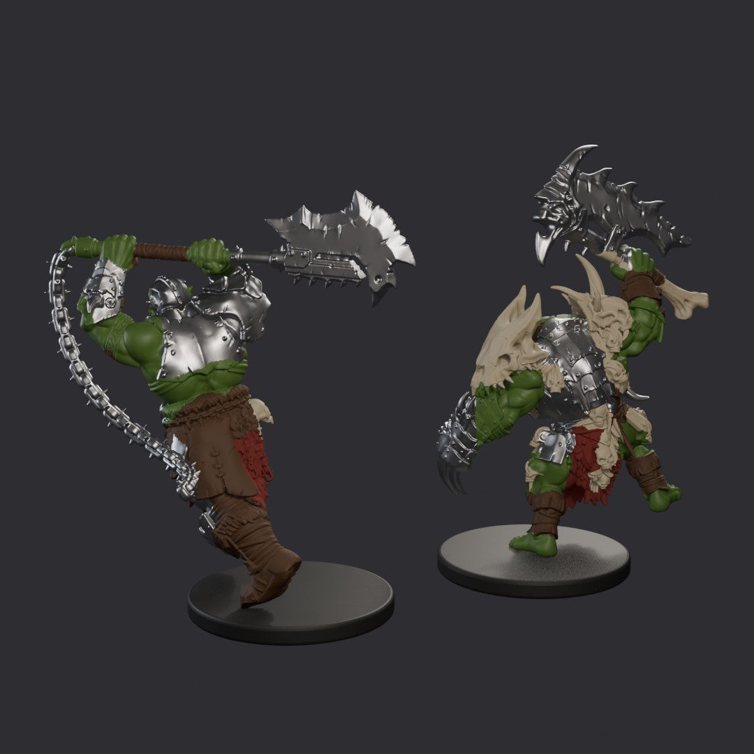 Orcs Bruisers by Ratman Forge – painted render of two bruisers, back