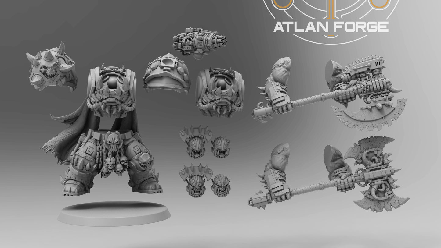 Grokk Brutelord in Ossiron Warplate by Atlan Forge – Resin Printed Grimdark Sci-Fi Mini (28/32mm)