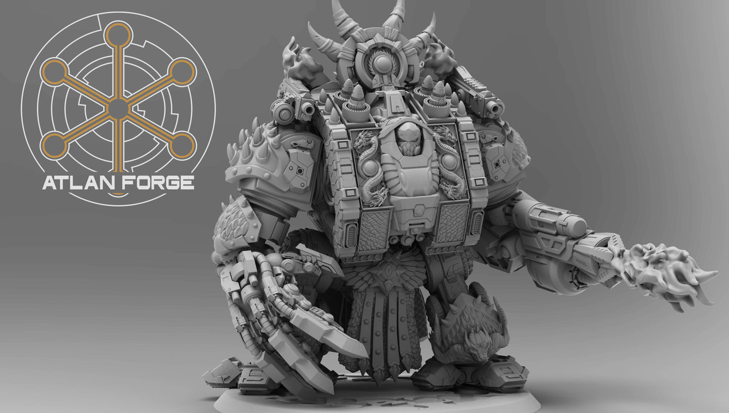 Dragon Dreadnought by Atlan Forge – Modular Resin Grimdark Sci-Fi Walker Kit (90mm Base)