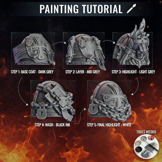 How to Paint Grimdark Crusader Shoulders – Pactum Aeternum Pauldrons Tutorial (Resin Mini Painting Guide)