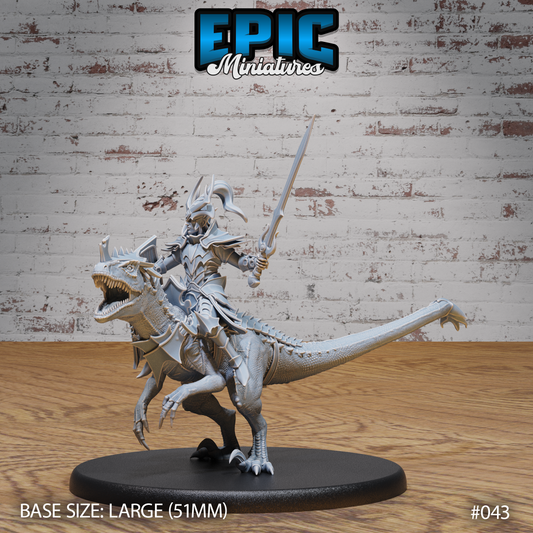 Dark Elf Raptor Rider Squad by Epic Miniatures – 28/32mm Heroic Scale - Resin Printed Grimdark Fantasy Mount